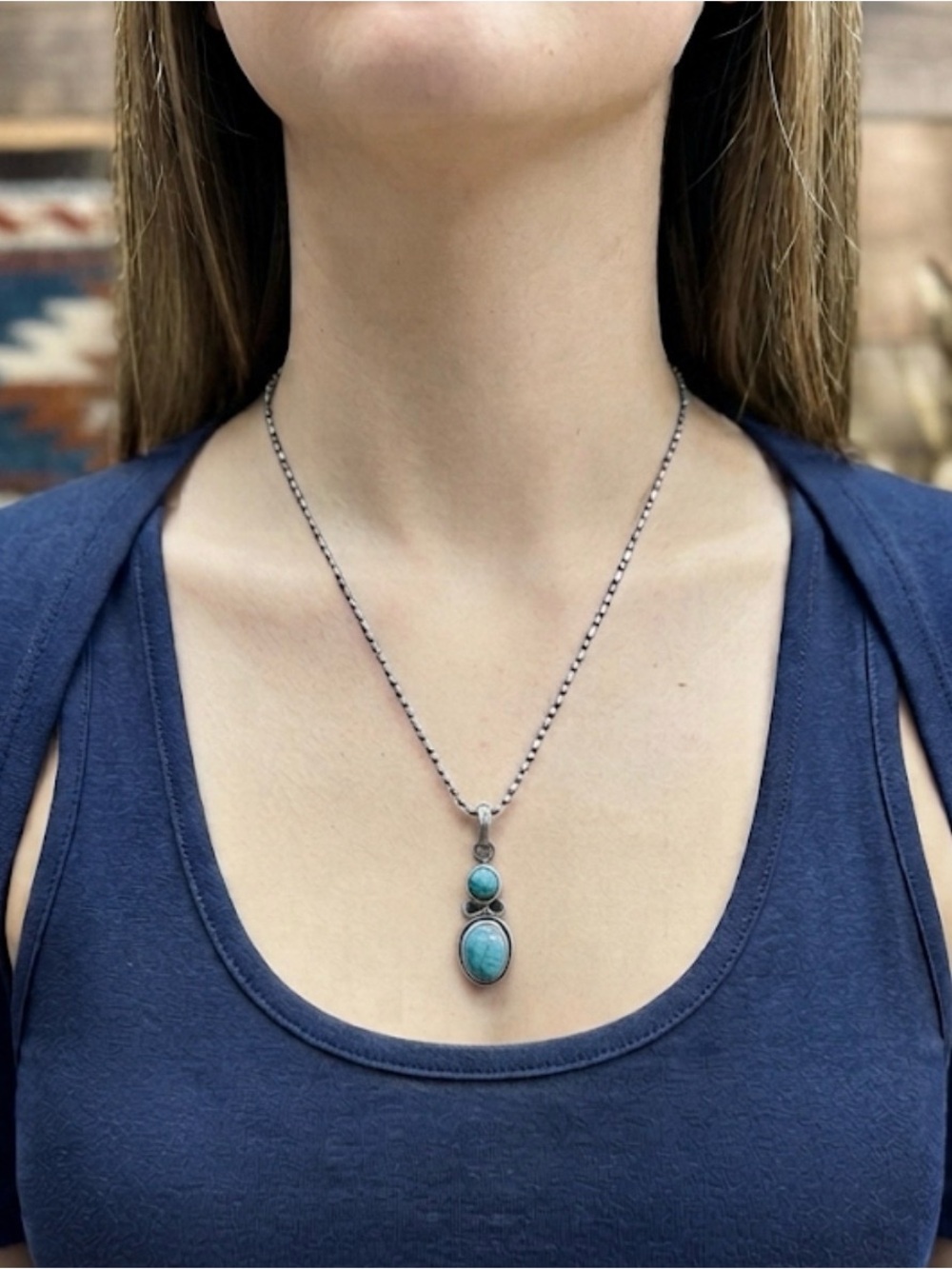 Sterling Silver Turquoise Pendant Necklace